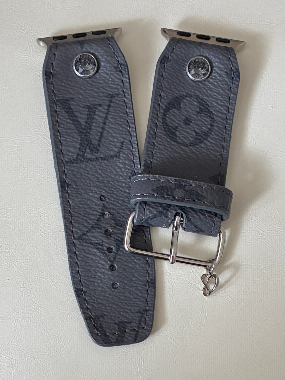 Authentic Upcycled LV Monogram Reverse Eclipse Apple Watch Band - 38-41mm
